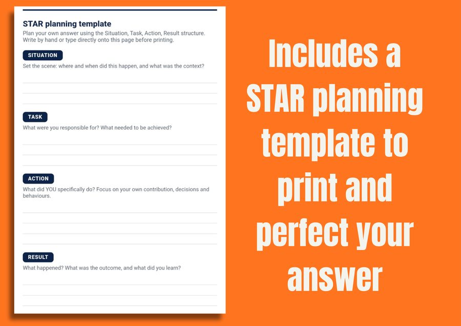 Includes a STAR planning template to print and perfect your answer