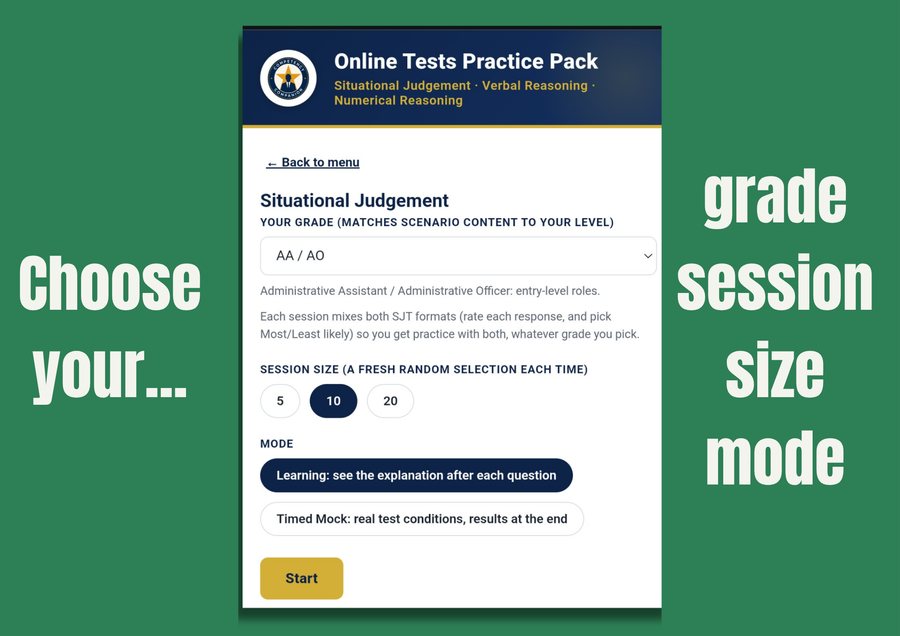 Choose your grade, session size and mode